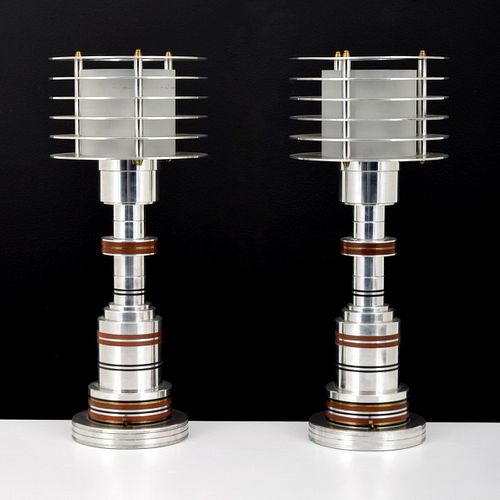 Pair of Walter von Nessen Lamps, Machine Age