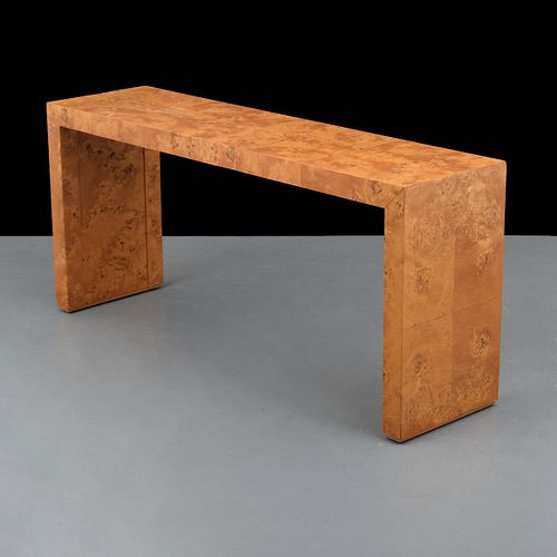 Milo Baughman Burl Wood Console Table