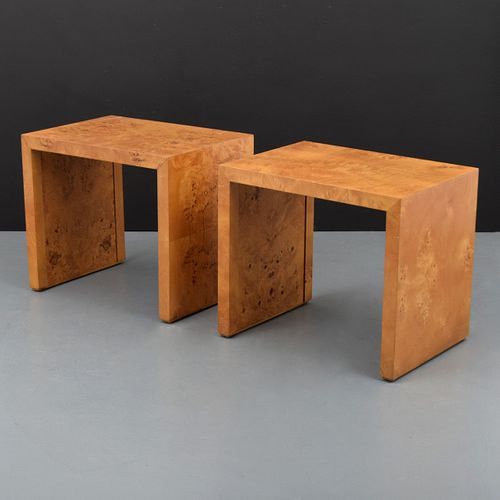Pair of Milo Baughman Burl Wood Occasional / Side Tables