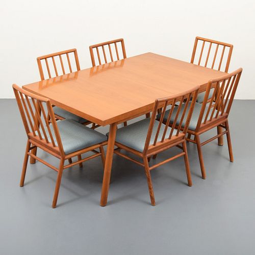 T.H. Robsjohn-Gibbings Dining Table & 6 Dining Chairs