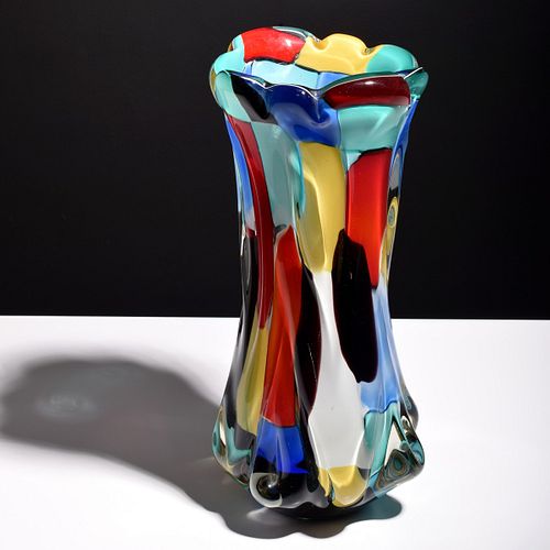 Large A.V.E.M. Color Block Vase, Murano