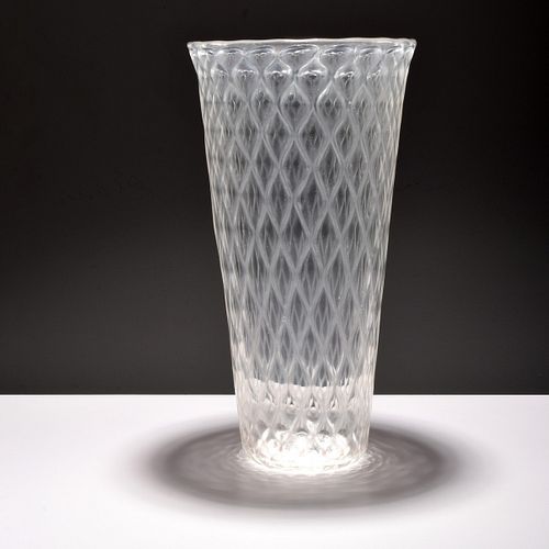Large Flavio Poli "Diamante" Vase, Murano