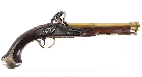 18th Century London Perkins Brass Flintlock Pistol