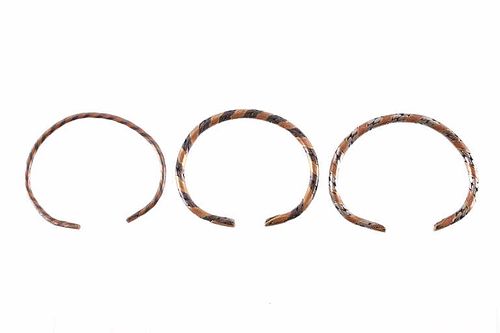 Navajo Sterling Copper Brass Twisted Bracelets (3)