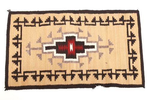 Navajo Toadlena Two Grey Hills Wool Rug c. 1940's