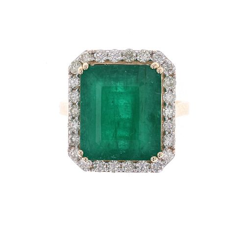 Natural Emerald VS Diamond & 14k Yellow Gold Ring
