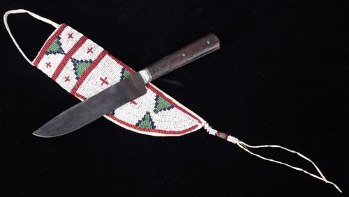 Northern Cheyenne Beaded Sheath & Knife c. 1870
