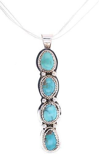 Navajo A Hoskie Sterling Silver Turquoise Necklace