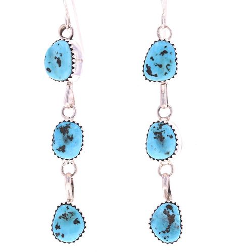 Navajo Sterling Silver & Turquoise Dangle Earring