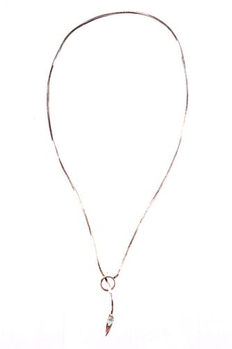 Sterling Silver Lariat & Aquamarine Necklace
