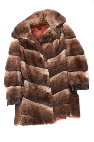 Leather & Beaver Ladies Fur Coat c. 1970