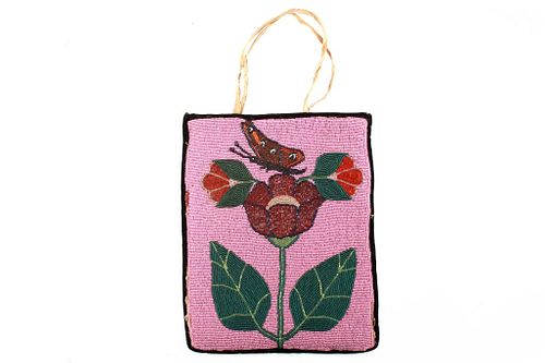 Nez Perce Floral Beaded Flat Bag circa 1910-1915
