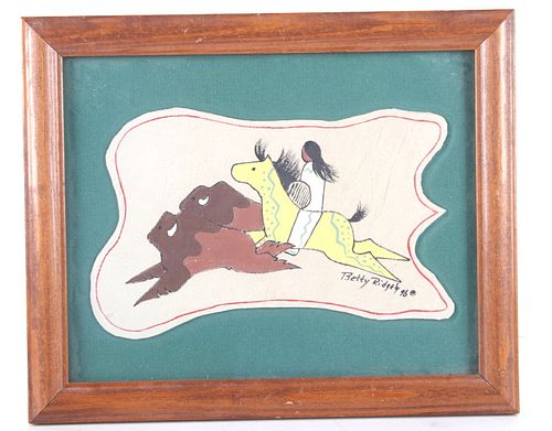 Betty Ridgely Hand Painted Buffalo Hunt On leather