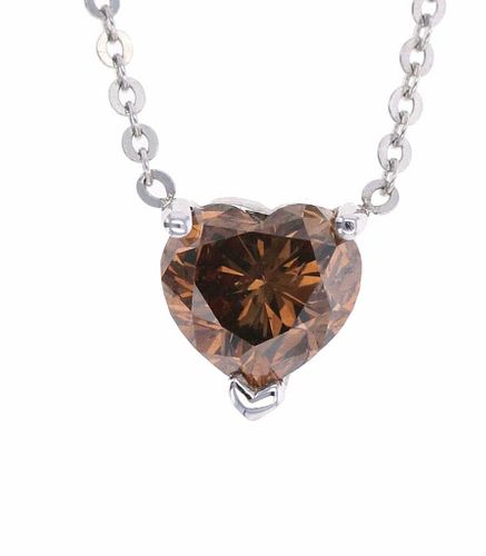 Fancy Orange Diamond & 14k White Gold Necklace