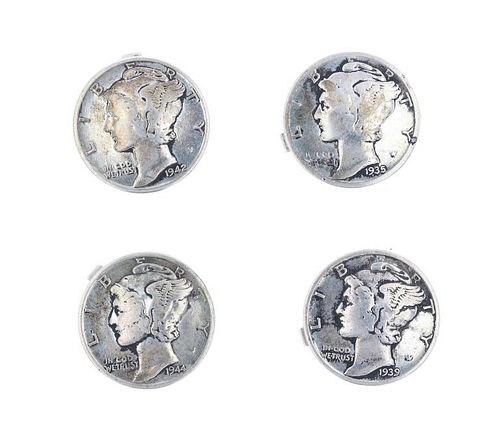 Navajo Liberty Silver Coin Button Covers 1935-44