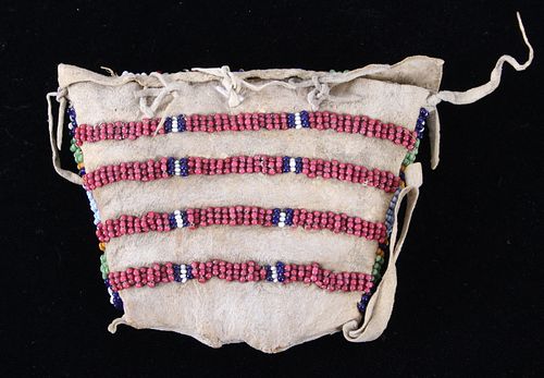 C. 1870-1880 Cheyenne Miniature Beaded Tipi Bag