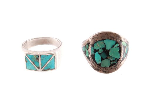 Navajo Sterling Silver & Turquoise Inlay Rings