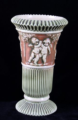 Roseville Styled Donatello Vase Cherubs