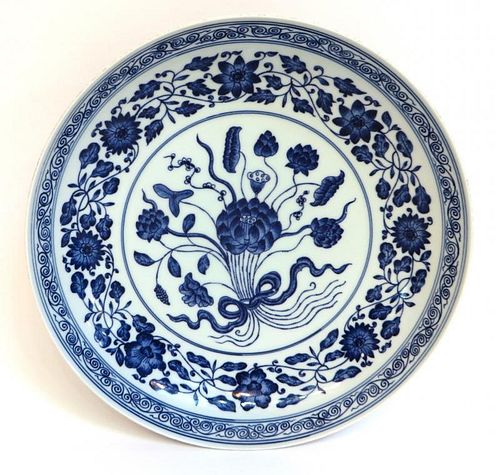 Yongzheng Blue & White Porcelain Plate