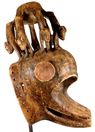 Large Mask With Monkeys & Cup, Baule, Ivory Coast, 