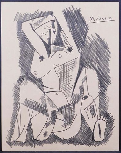 Pablo Picasso, Attributed:  Femme Nue Assise