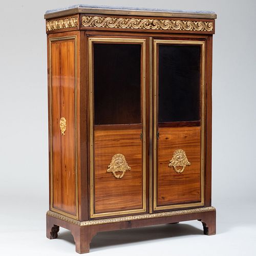 Louis XVI Style Gilt-Bronze-Mounted Mahogany and Tulipwood Parquetry BibliothÃ¨que