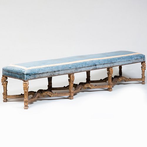 Pair of  RÃ©gence Style Painted and Parcel-Gilt Benches