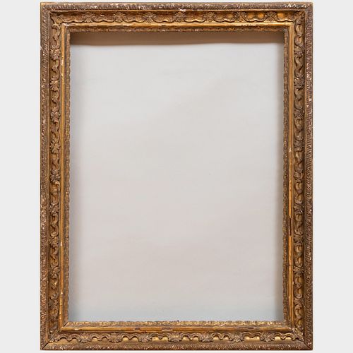 Italian Giltwood Decorated Fret in Hollow Picture Frame, Venetian