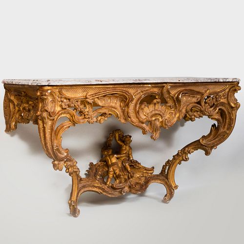 Large Louis XV Giltwood Console