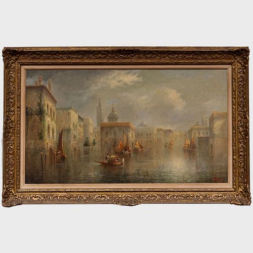James Salt (1850-1903): View of Venice with a Tented Gondola