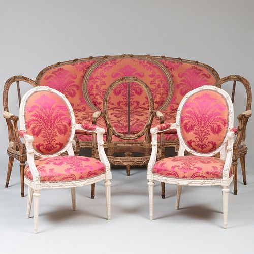 Suite of Louis XVI Painted Seat Furniture, Stamped J.B. BoulardÂ 