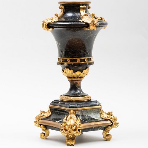Large Louis XIV Style Gilt-Bronze-Mounted Verde Antico Marble Urn