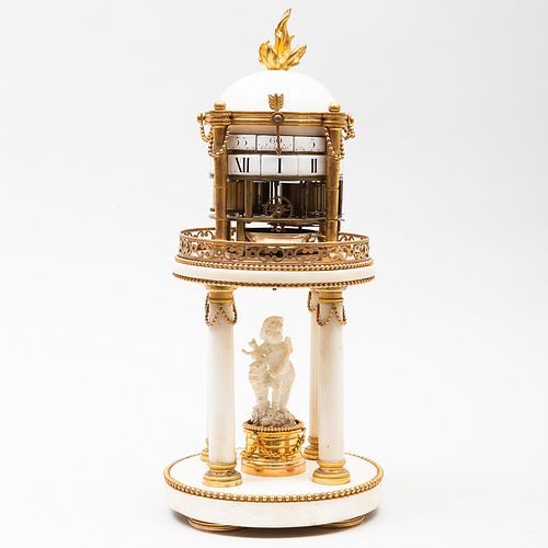 Louis XVI Style Gilt-Bronze-Mounted Marble Temple Clock, Dial Signed Festeau Ã  Paris