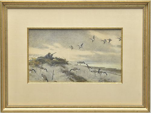 Aiden Lassell Ripley (1896-1969) watercolor and pencil on artist board.