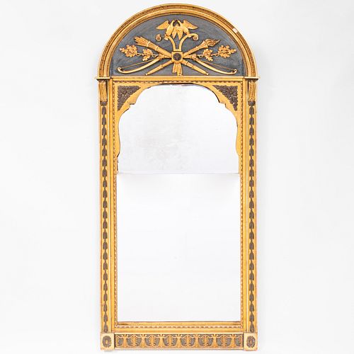 Swedish Neoclassical Ebonized and Parcel-Gilt Pier Mirror