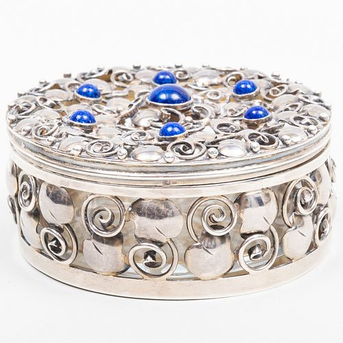 Portuguese Silver and Lapis Table Box