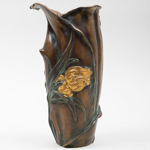 Antoine Bofill Patinated and Gilt Bronze Art Nouveau Vase