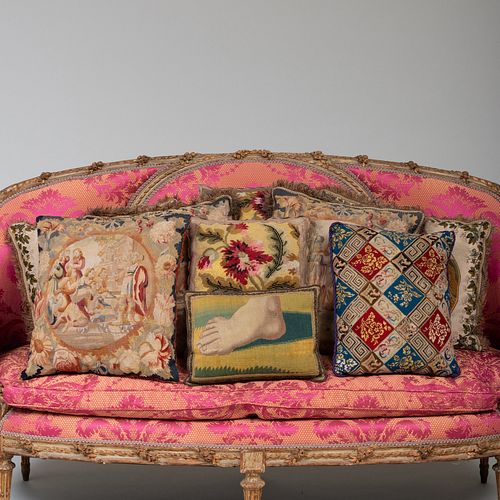 Group of Eight Tapestry and Needlework Pillows