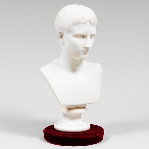 European White Marble Bust of Caesar Augustus, After the Antique