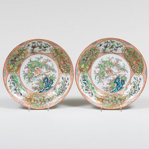 Pair of Chinese Export Famille Rose Porcelain Plates