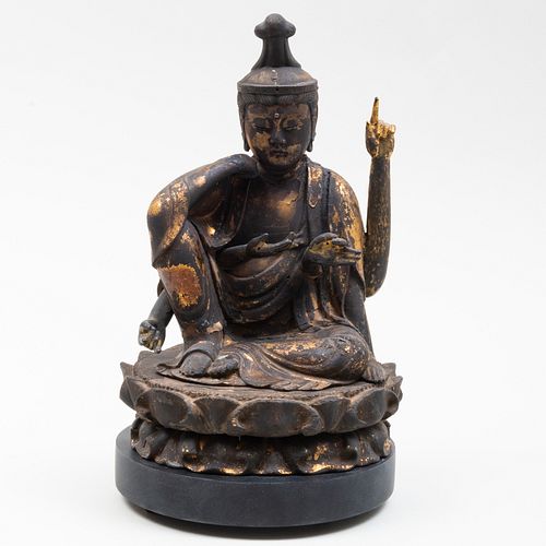 Japanese Gilt Lacquer Figure of Seated Nyoirin Kannon
