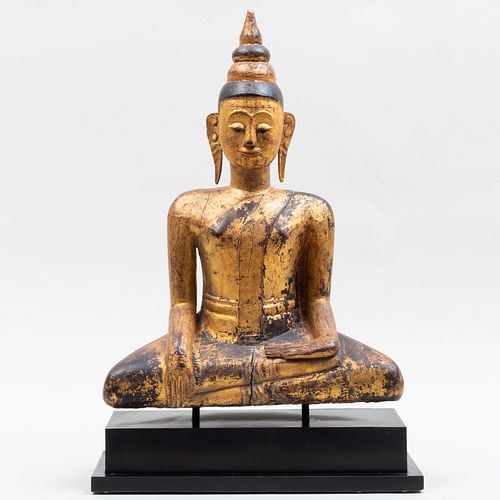 Thai Giltwood Buddha Seated in the Dhyanasana Position