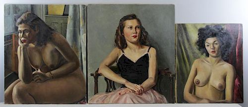 WENDELL, Raymond. 3 Oil on Canvas Portraits of