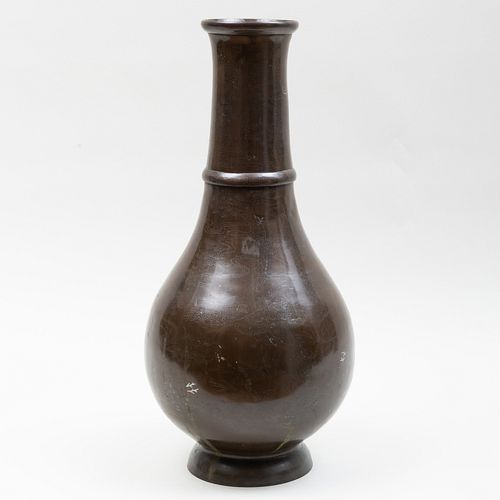 Large Chinese Silver-Inlaid Bronze Vase