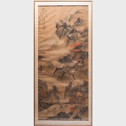Chinese Mountain Landscape Scroll