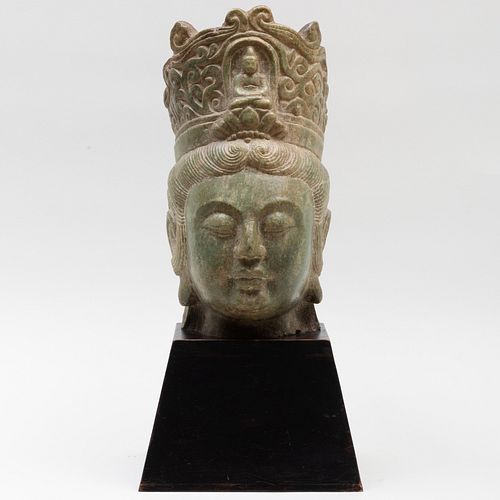 Chinese Carved Stone Head of Guanyin