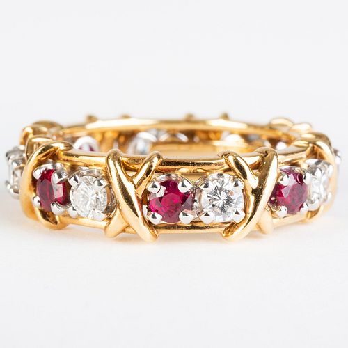 Schlumberger Studios for Tiffany & Co. 18k Gold, Ruby and Diamond Eternity Band Ring
