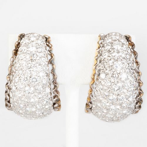 Pair of Gold and Diamond Earrings