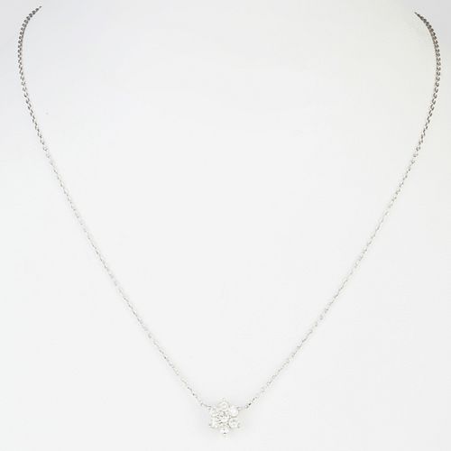 Platinum and Diamond Star Pendant Necklace