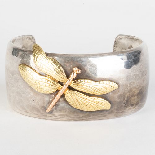 Tiffany & Co. Sterling Silver and 18k Gold Dragonfly Cuff Bracelet